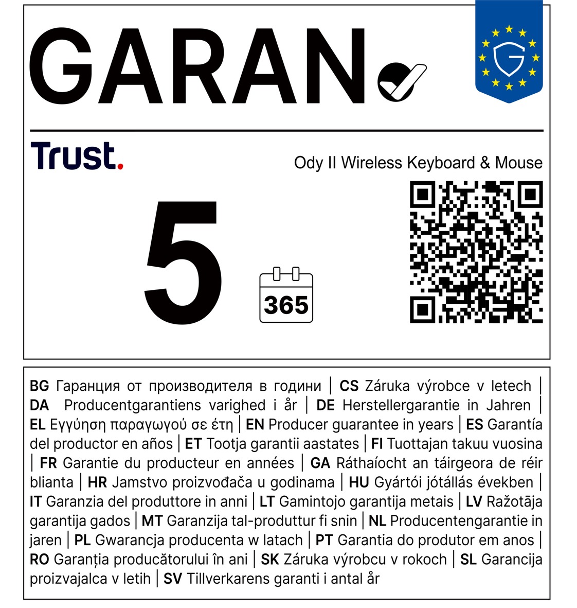 TRUST ODY II WL KEYBOARD & MOUSE DE 