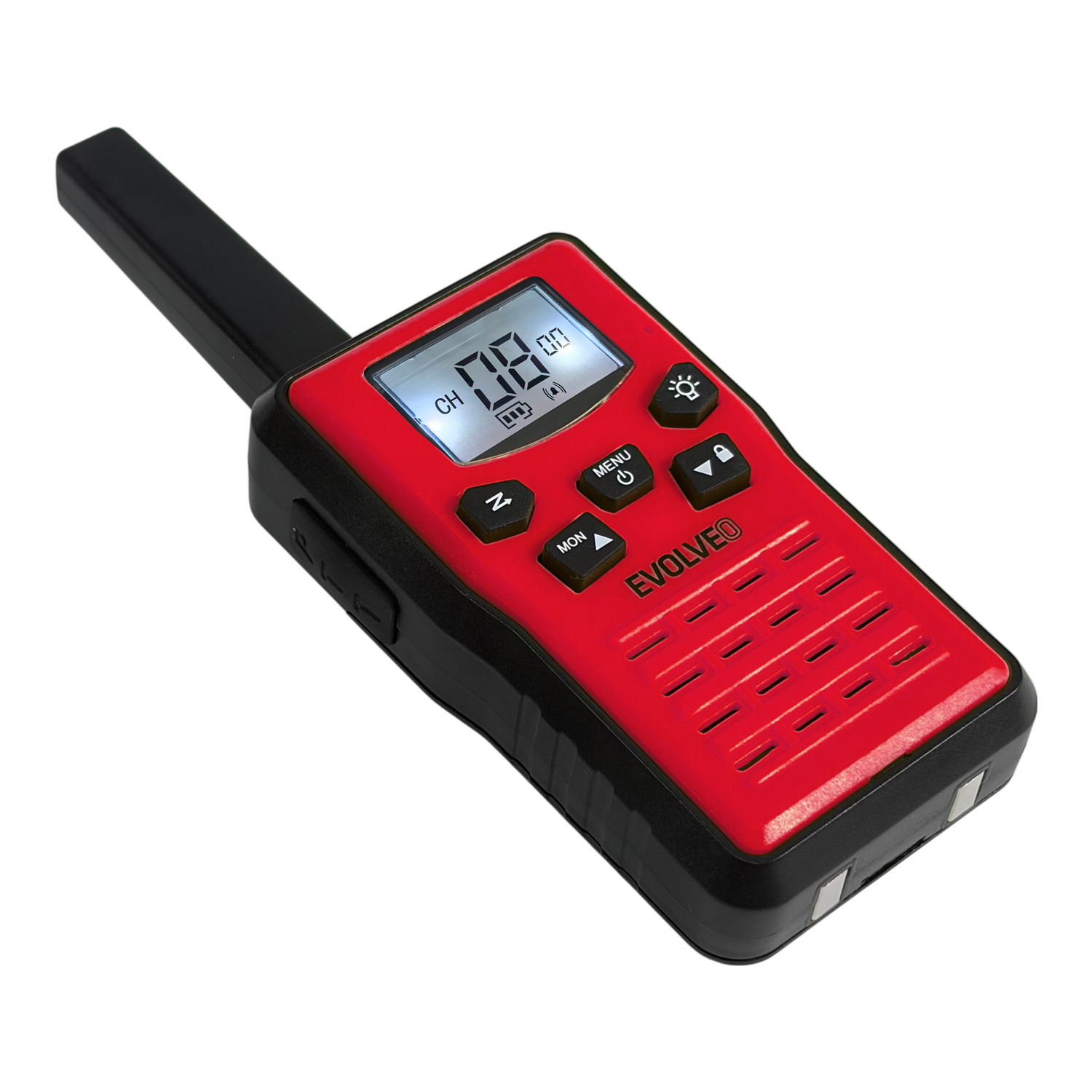 EVOLVEO FreeTalk 2W, PMR vysielačka s výkonom 0, 5 a 2W, červenočierna 