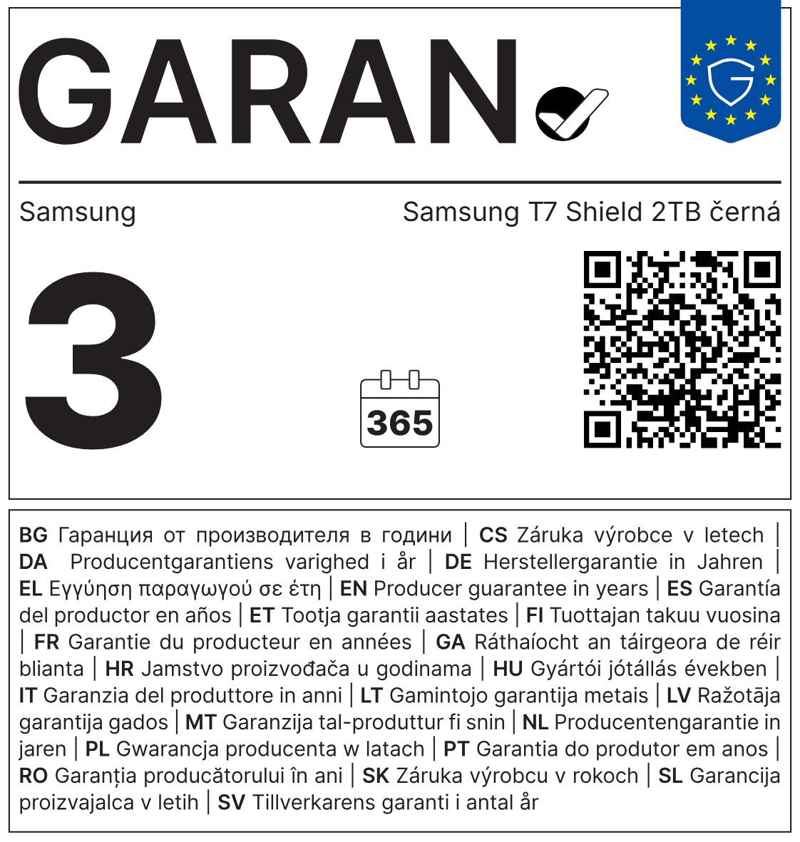 Samsung T7 Shield/ 2TB/ SSD/ Externý/ 2.5"/ Čierna/ 3R 