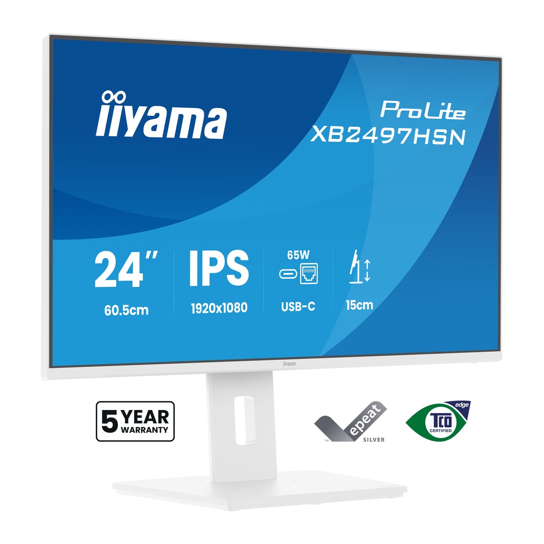24" iiyama XB2497HSN-W1: IPS, FHD, USB-C, RJ45, HAS 