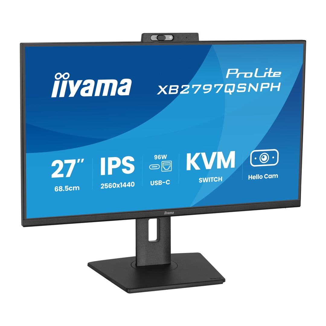 27" iiyama XB2797QSNPH-B1: IPS, QHD, USB-dock, cam 