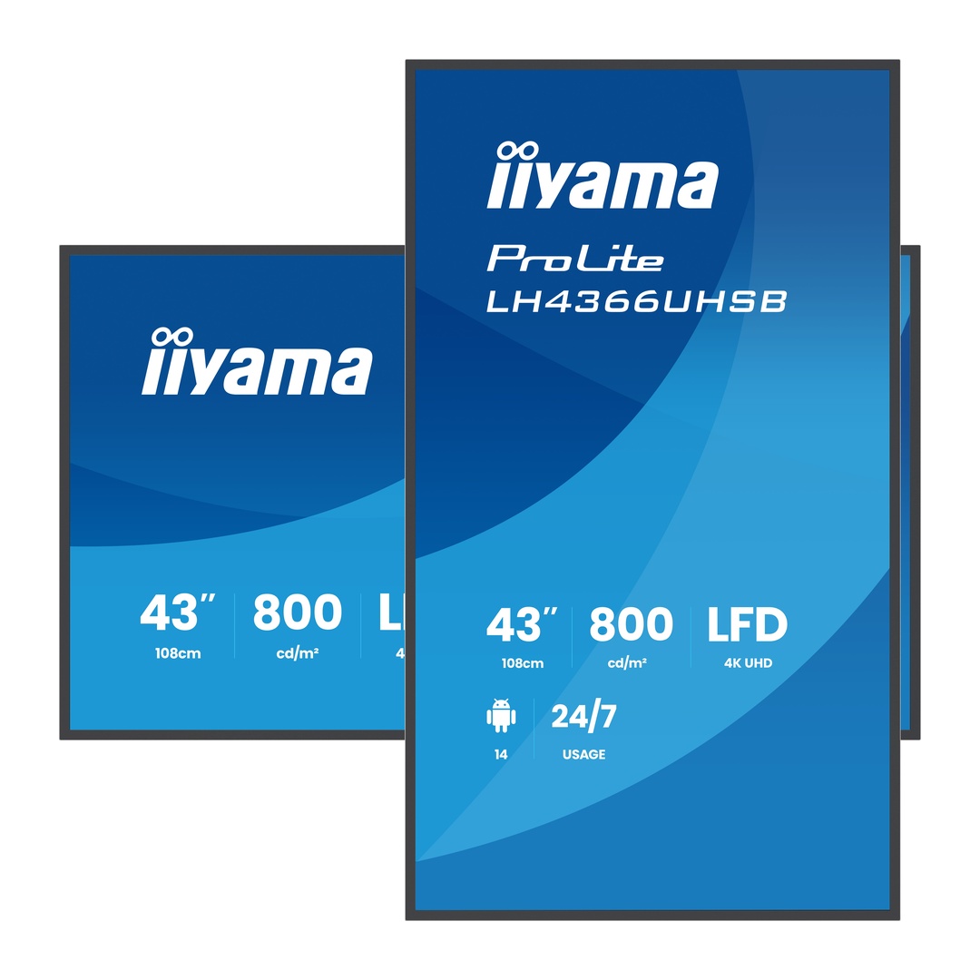 43" iiyama LH4366UHSB-B1AG: 4K UHD, VA, IPX5, DP-out 