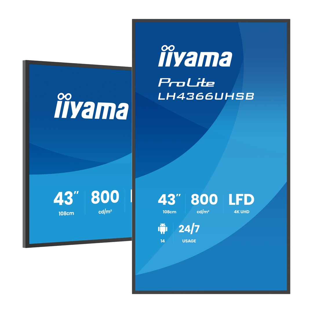 43" iiyama LH4366UHSB-B1AG: 4K UHD, VA, IPX5, DP-out 