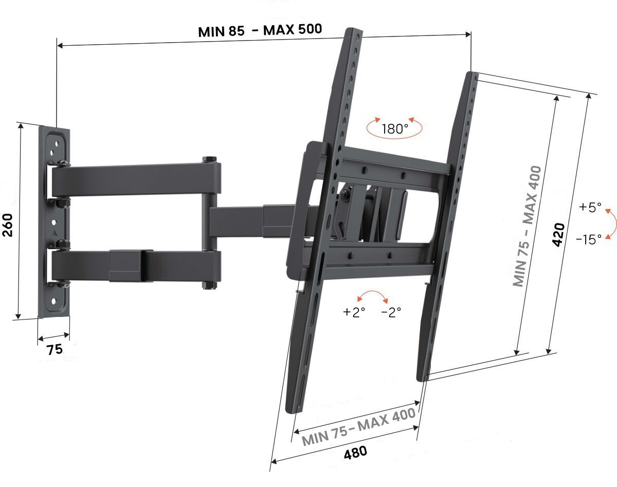 Vogel"s UP 4043, rameno pre TV 32-65", 25 kg, VESA do 400x400 