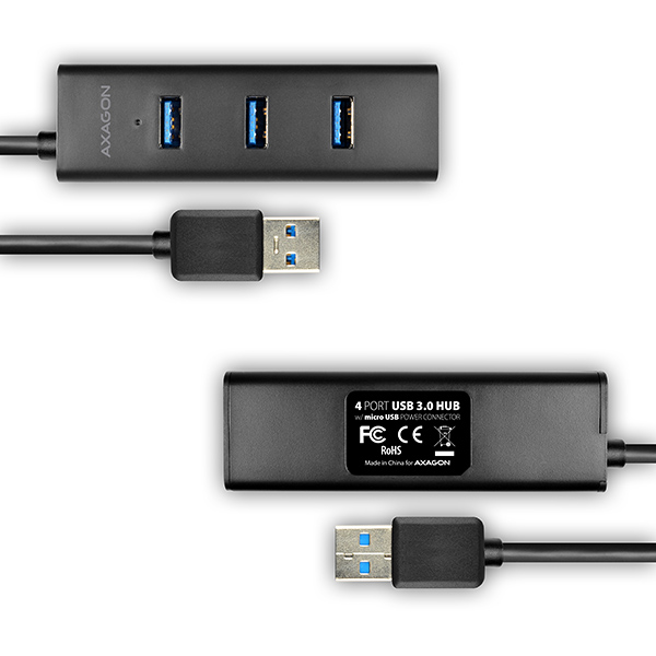 AXAGON HUE-S2BP, 4x USB 3.0 CHARGING hub, vr. AC adaptéra, kábel USB-A 1.2m 