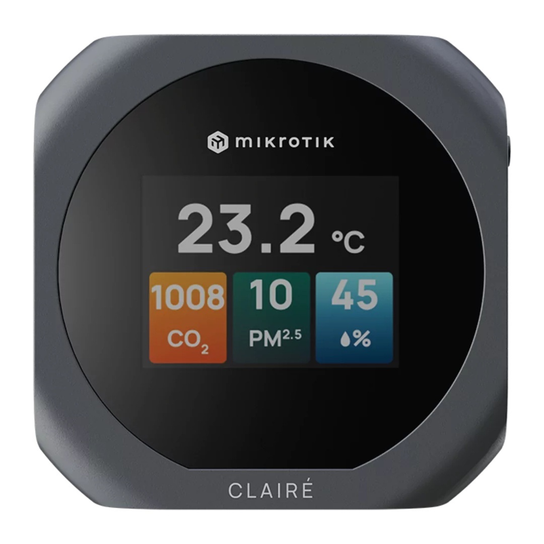 Mikrotik IAQM-THC2PV-G, Claire - Air Quality Monitor, CO2, Temp, RH, PM2.5/ 10, VOC, sivá 