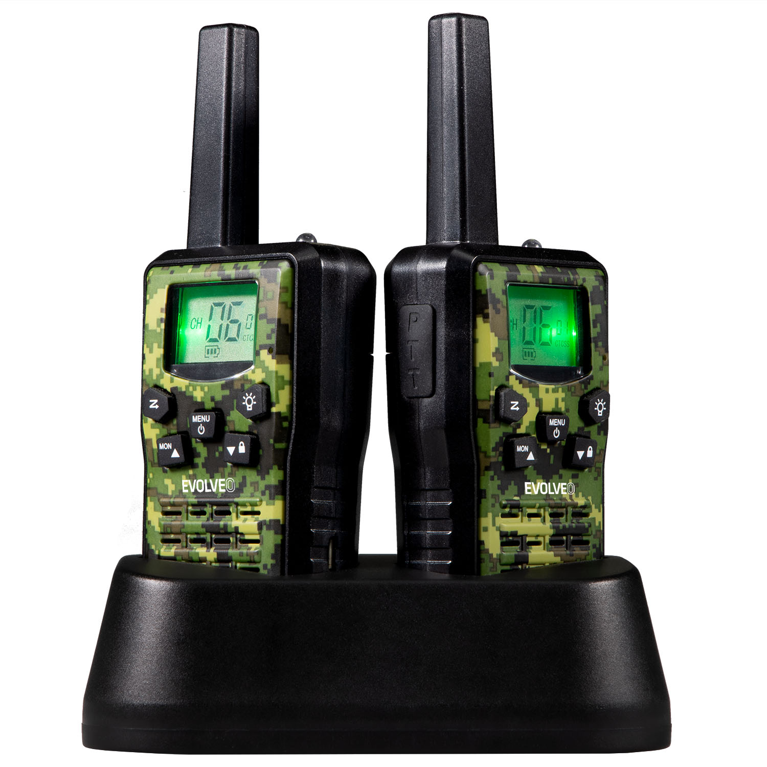 EVOLVEO FreeTalk 2W, PMR vysielačka s výkonom 0, 5 a 2W, poľovnícka kamufláž 