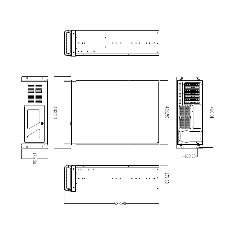 DATACOM 19" Case IPC 4U/ 585mm Čierny bez PSU 