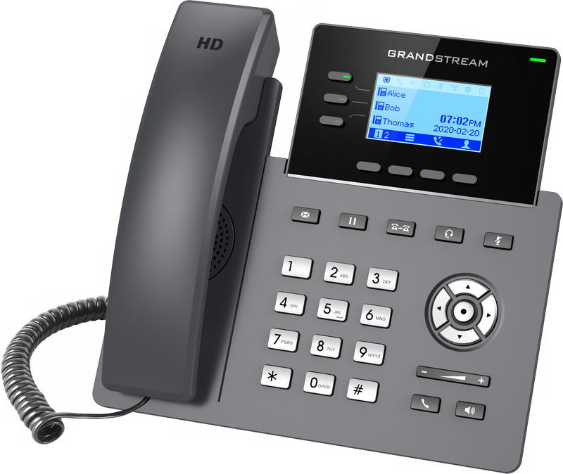 Grandstream GRP2603P SIP telefón, 2, 48" LCD podsv. displej, 6 SIP účty, 2x1Gbit port, PoE 