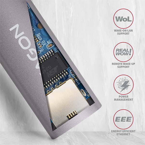AXAGON ADE-TR, USB-A 3.2 Gen 1 - Gigabit Ethernet sieťová karta, auto inštal, titánovo šedá 
