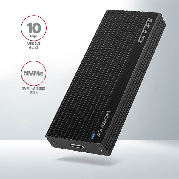 AXAGON EEM2-GTR, USB-C 3.2 Gen 2 - M.2 NVMe SSD kovový THIN RIB box 