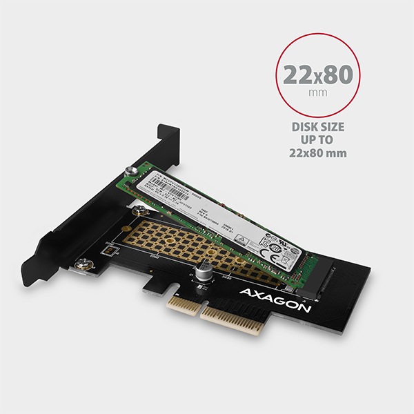 AXAGON PCEM2-N, PCIe x4 - M.2 NVMe M-key slot adaptér, vr. LP 