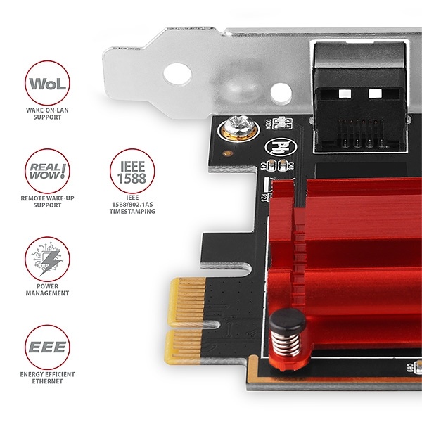 AXAGON PCEE-G25, PCIe sieťová karta - 1x 2.5 Gigabit Ethernet port (RJ-45), Realtek, PXE, vr. LP 