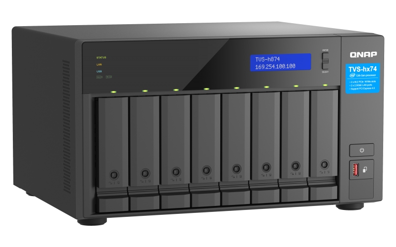 QNAP TVS-h874-i5-32G (6core 4, 4GHz, ZFS, 32GB RAM, 8x SATA, 2x M.2 NVMe, 2x PCIe, 2x 2, 5GbE, HDMI) 