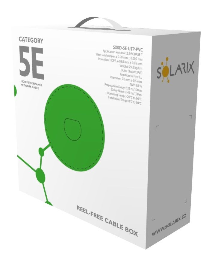 Inštalačný kábel Solarix CAT5E UTP PVC Eca 100m/ box SXKD-5E-UTP-PVC 