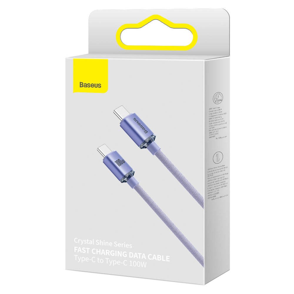 Baseus CAJY000605 Crystal Shine Series Dátový Kábel USB-C - USB-C 100W 1, 2m Purple 