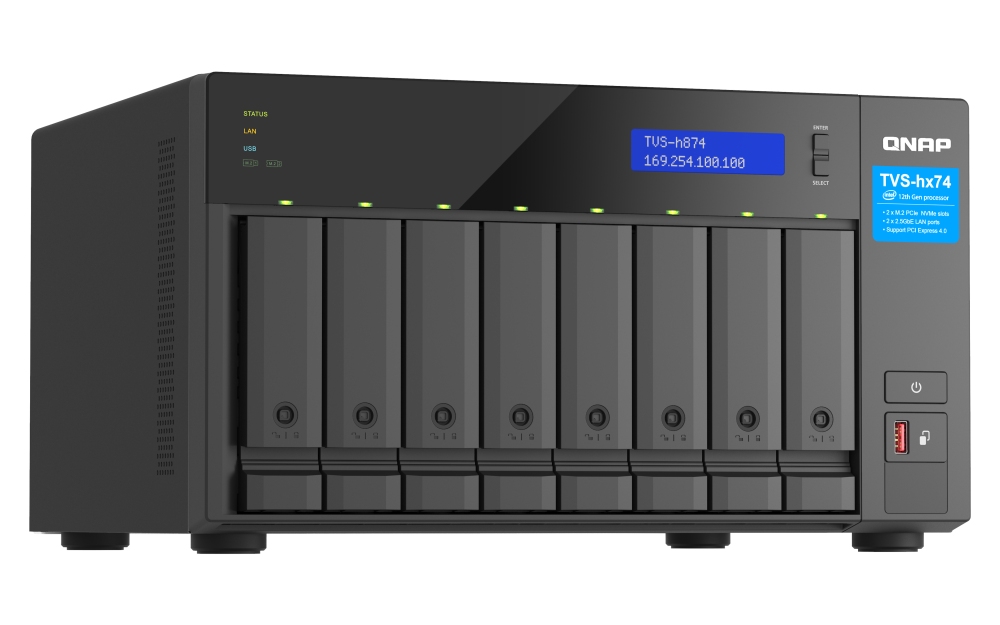 QNAP TVS-h874X-i9-64G (16core (i9), ZFS, 64GB RAM, 8x SATA, 2x M.2 NVMe, 2x PCIe, 2x2, 5GbE, 2x10GbE) 