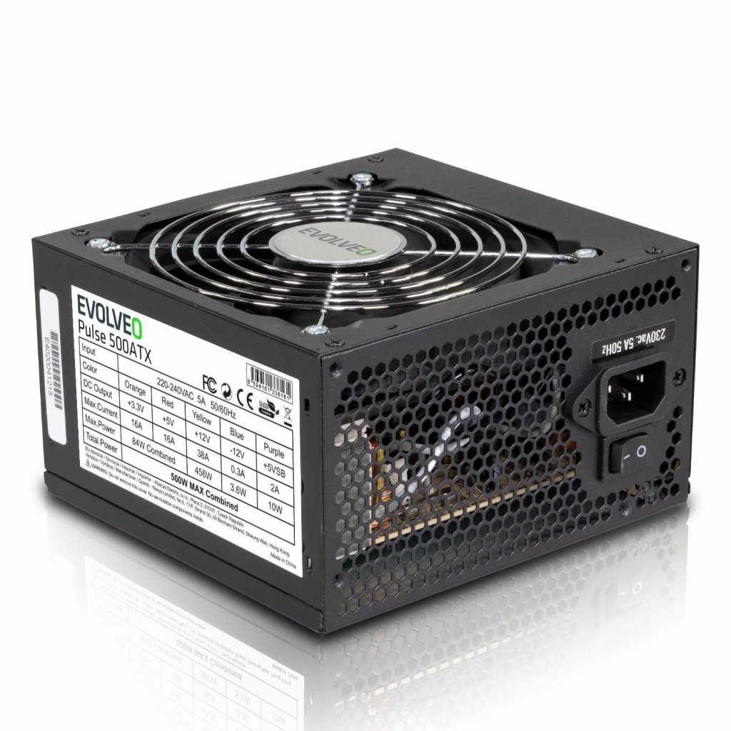 EVOLVEO Pulse 500, zdroj 500W, ATX, tichý, bulk, 3YRW