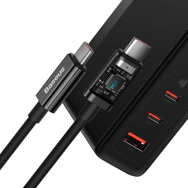 Baseus CCGP100201 GaN5 Pro Fast Nabíjačka USB + 2xUSB-C 140W Black 