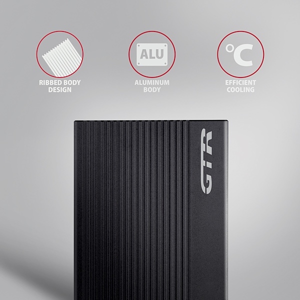 AXAGON EE25-GTR, USB-C 10Gbps - SATA 6G 2.5" RIBBED box, čierny 