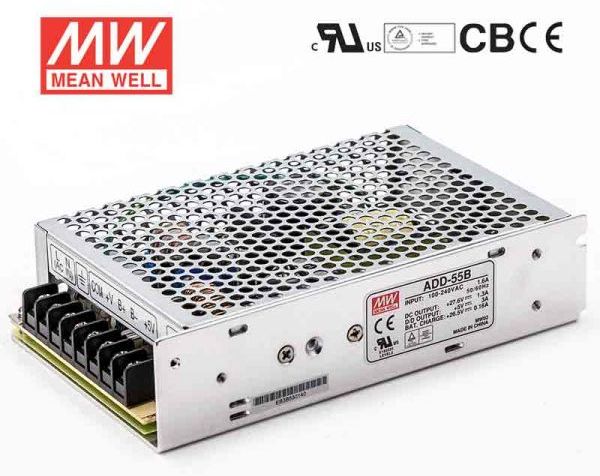 MEANWELL - ADD-55A - Priemyselný napájací zdroj 13, 8/ 13, 4V 55W so zálohovacou funkciou