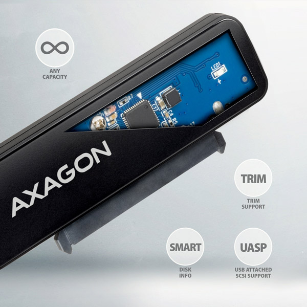 AXAGON ADSA-FP2A, USB-A 5Gbps - SATA 6G 2.5" SSD/ HDD SLIM adaptér 