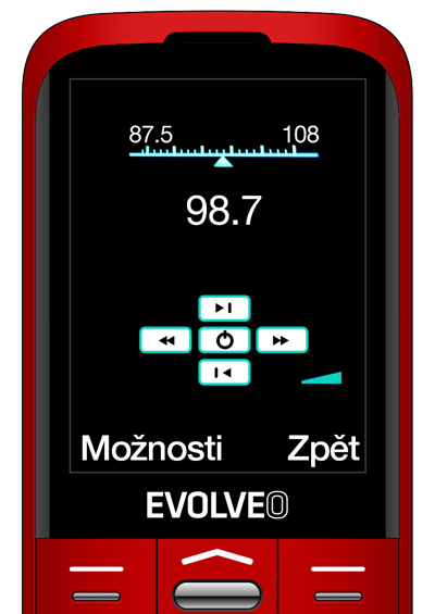 EVOLVEO EasyPhone XO, mobilný telefón pre seniorov s nabíjacím stojanom (červená farba) 
