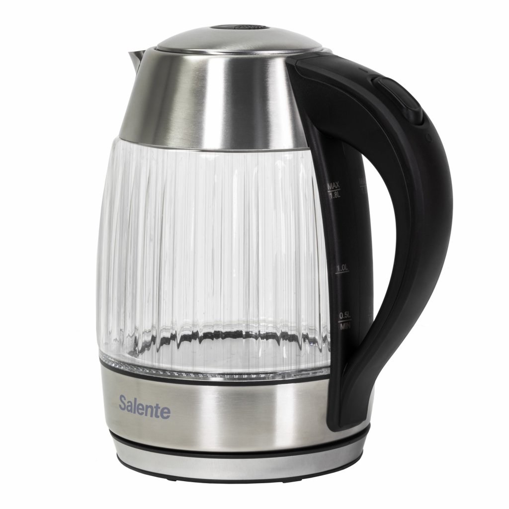 Salente StripeGlass, rýchlovarná kanvica 1, 8 l, nerez/ sklenená, červené podsvietenie 