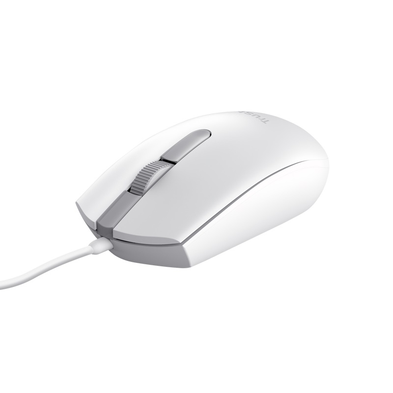 Trust TM-101W/ Kancelárska/ Optická/ 1 200 DPI/ Drôtová USB/ Biela 