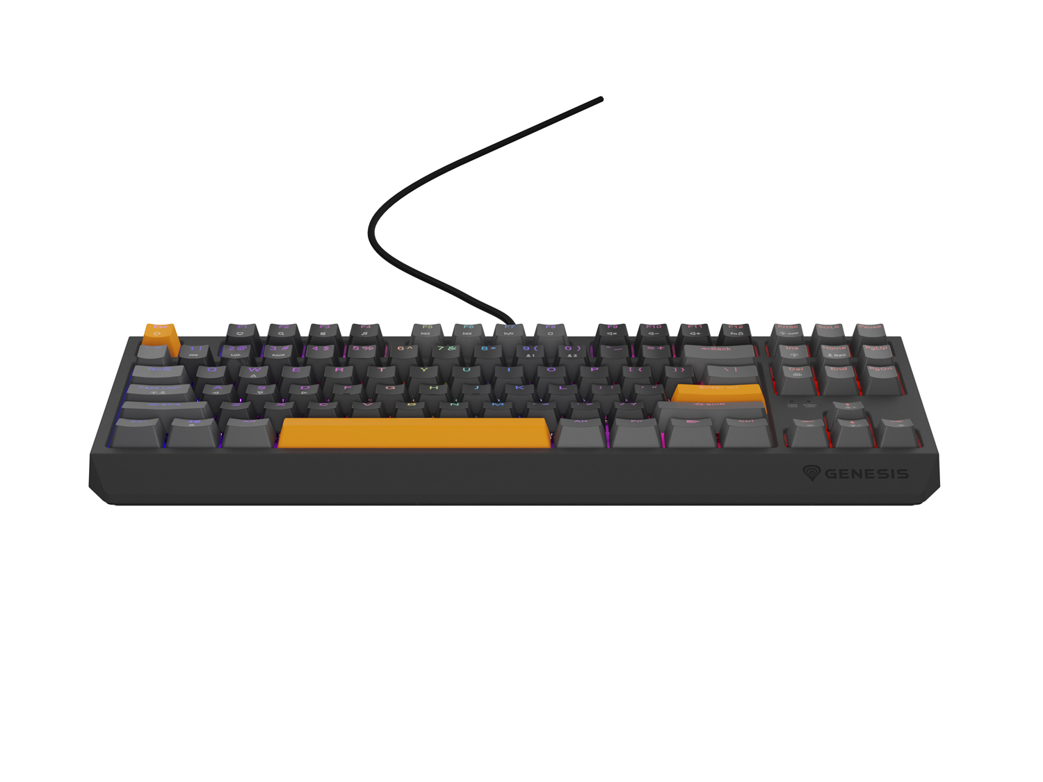 Genesis herná klávesnica THOR 230/ TKL/ RGB/ Outemu Red/ Drôtová USB/ US layout/ Anchor Positive Šedá 