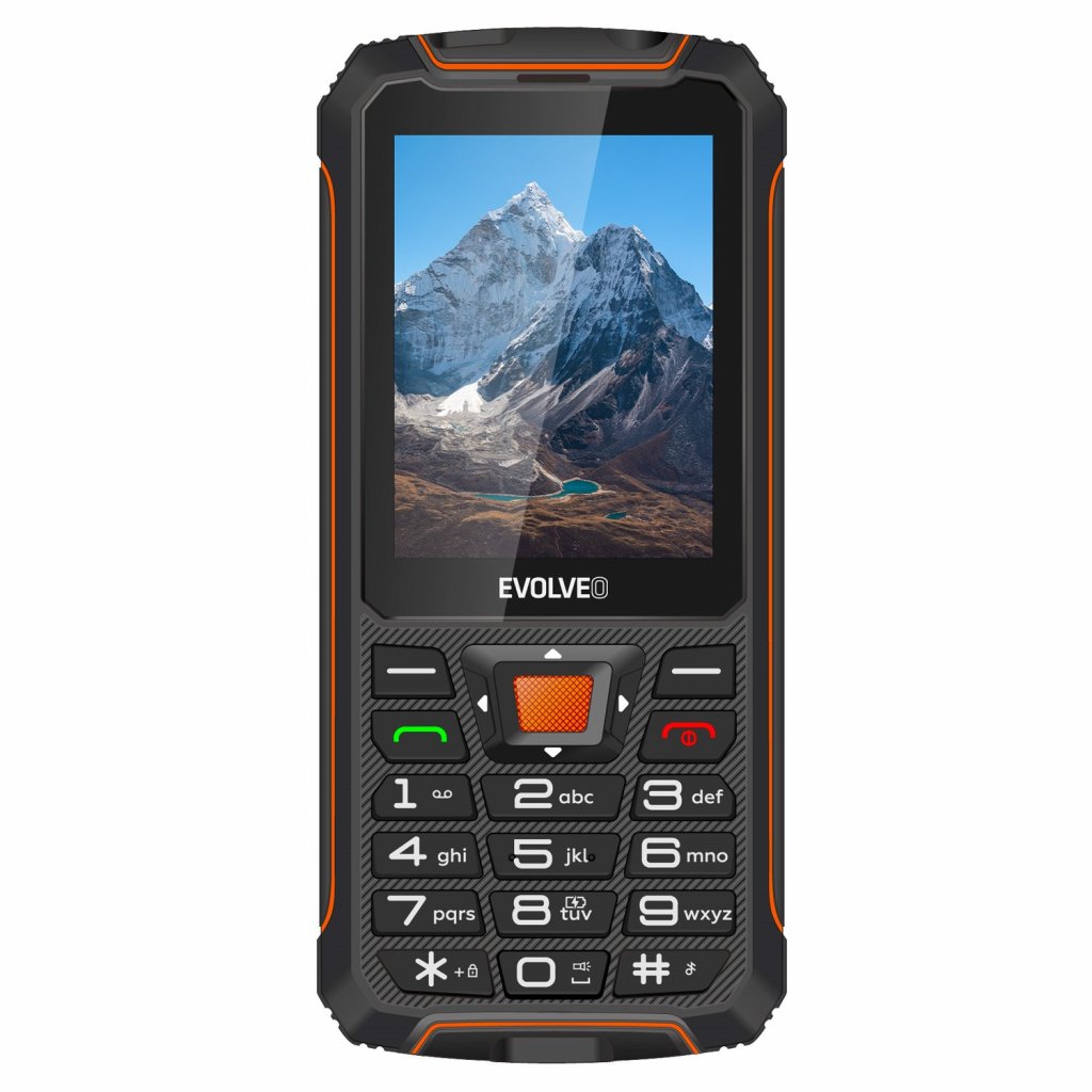 EVOLVEO StrongPhone Z6, IP68 odolný Dual SIM telefón, 2, 8" LCD, 4000mAh, Powerbanka, čierno-oranžový 