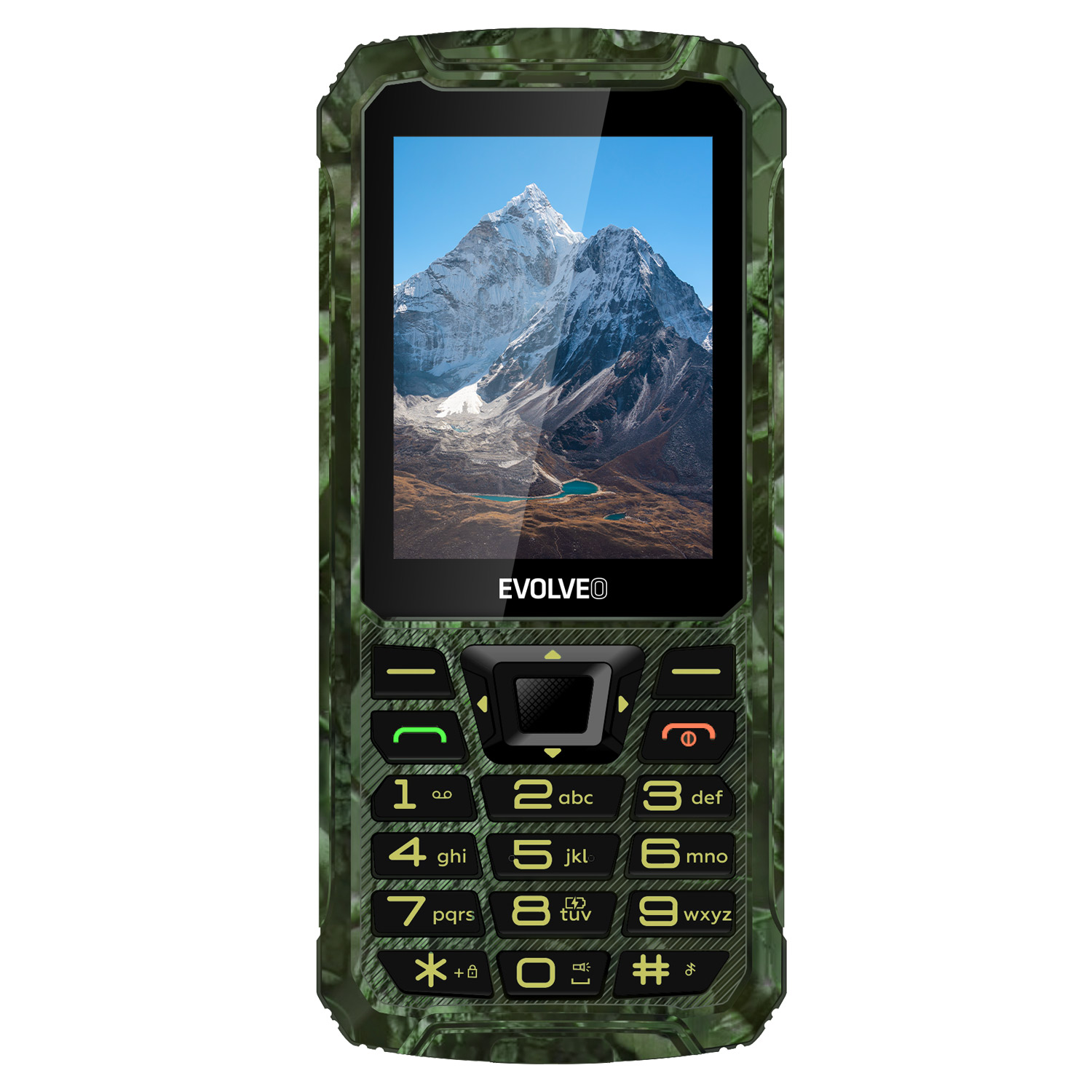 EVOLVEO StrongPhone Z6, IP68 odolný Dual SIM telefón, 2, 8" LCD, 4000mAh, Powerbanka, lovec. kamufláž 