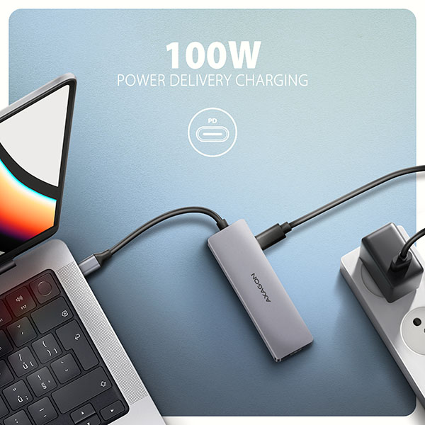 AXAGON HMC-5H60, USB 5Gbps hub, porty 2x USB-A, 1x USB-C, HDMI 4k/ 60, PD 100W, kábel USB-C 15cm 