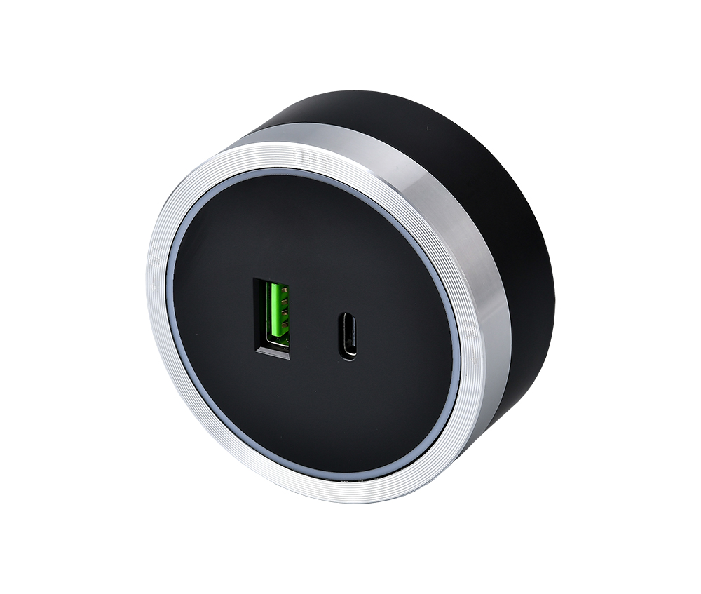 Zásuvkový modul Viking A60SB, strieborno-čierna/ výstupy - 1xUSB-A, 1xUSB-C/ výkon až 2500W/ 230V, 16A, 50Hz