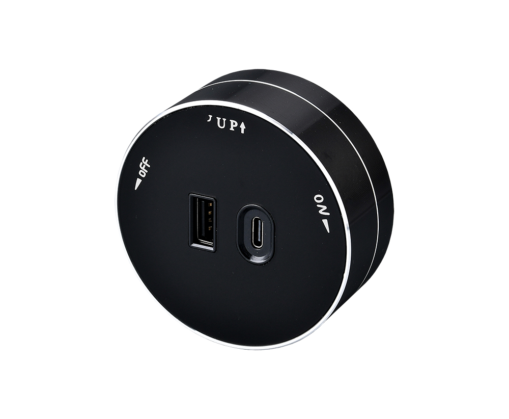 Zásuvkový modul Viking A60B, čierna/ výstupy - 1xUSB-A, 1xUSB-C/ výkon až 2500W/ 230V, 16A, 50Hz 