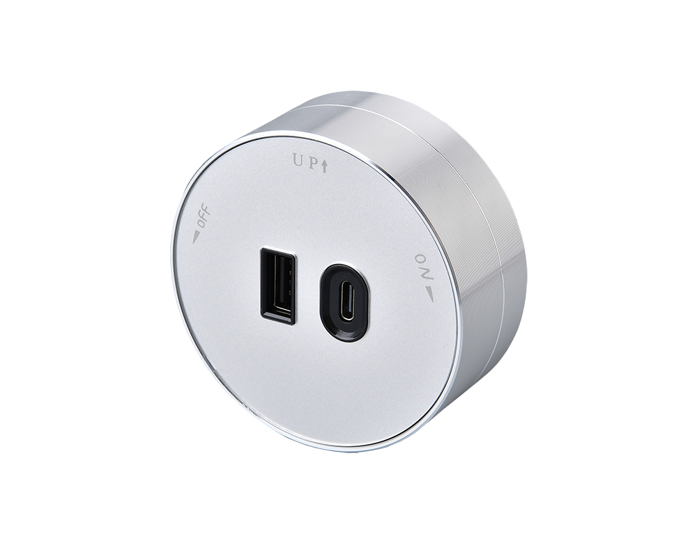 Zásuvkový modul Viking A60S, strieborná/ výstupy - 1xUSB-A, 1xUSB-C/ výkon až 2500W/ 230V, 16A, 50Hz 