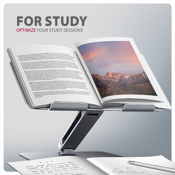 AXAGON STND-LQ hliníkový HQ stojan na notebook 10"-17.3" nastaviteľná výška a uhol, šedý 