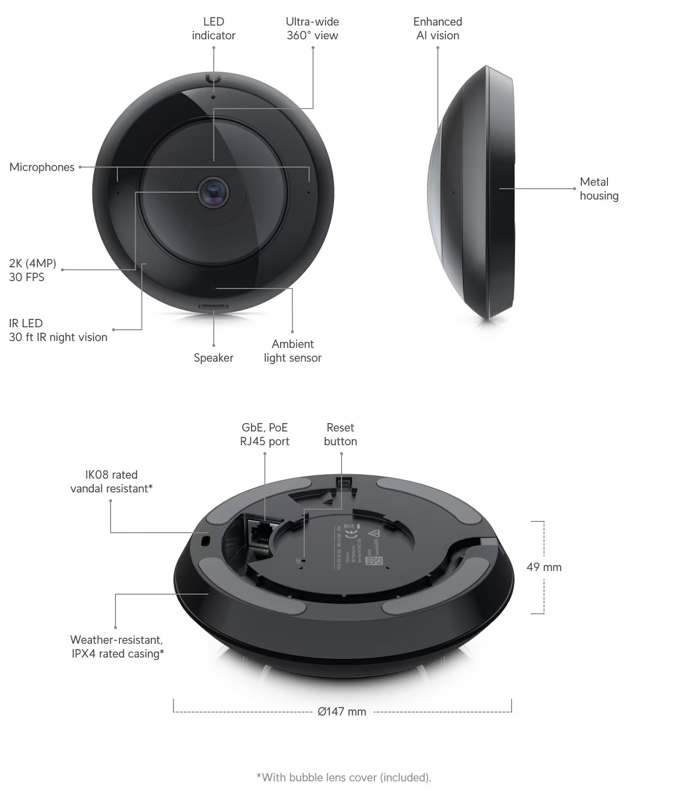 Ubiquiti UVC-AI-360, UniFi Protect AI 360, čierna 