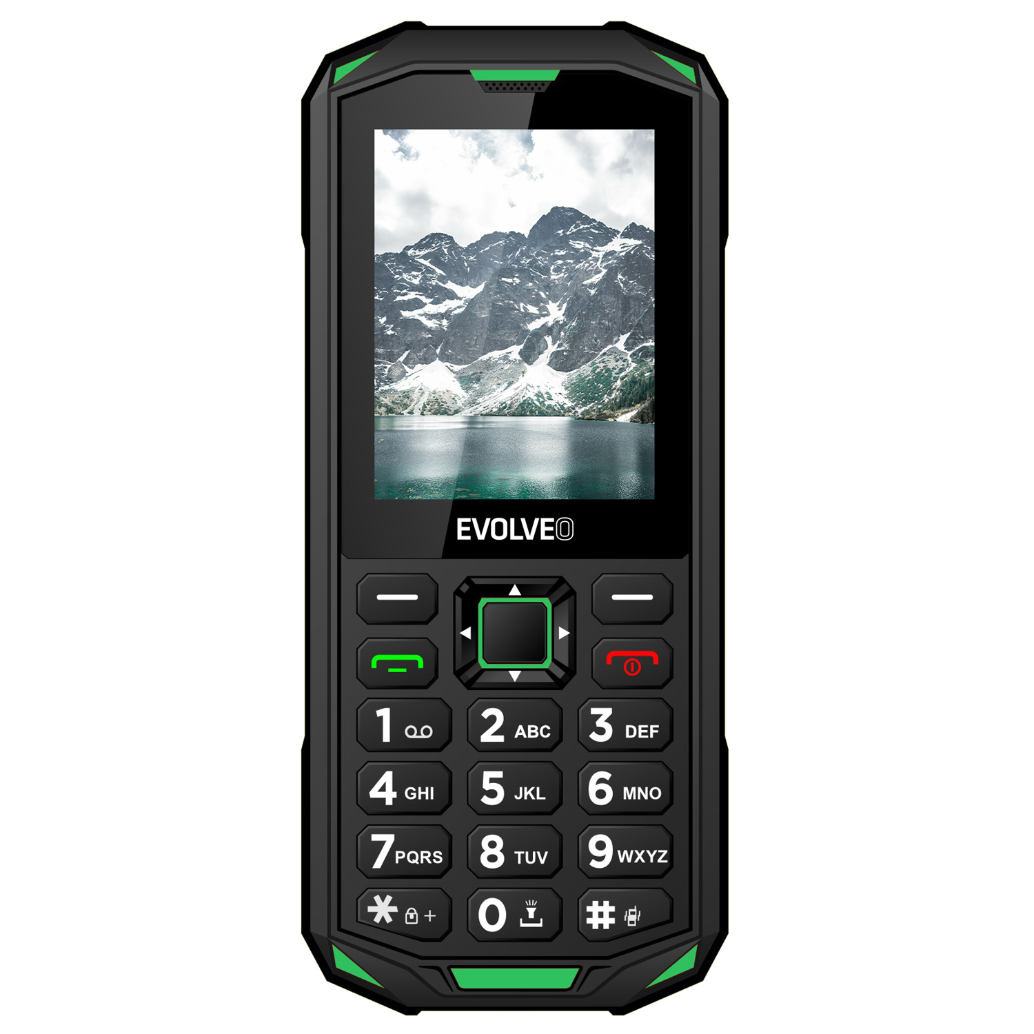 EVOLVEO StrongPhone X5, IP68 odolný Dual SIM telefón, 2, 4" LCD, 2500mAh, čierno-zelený 