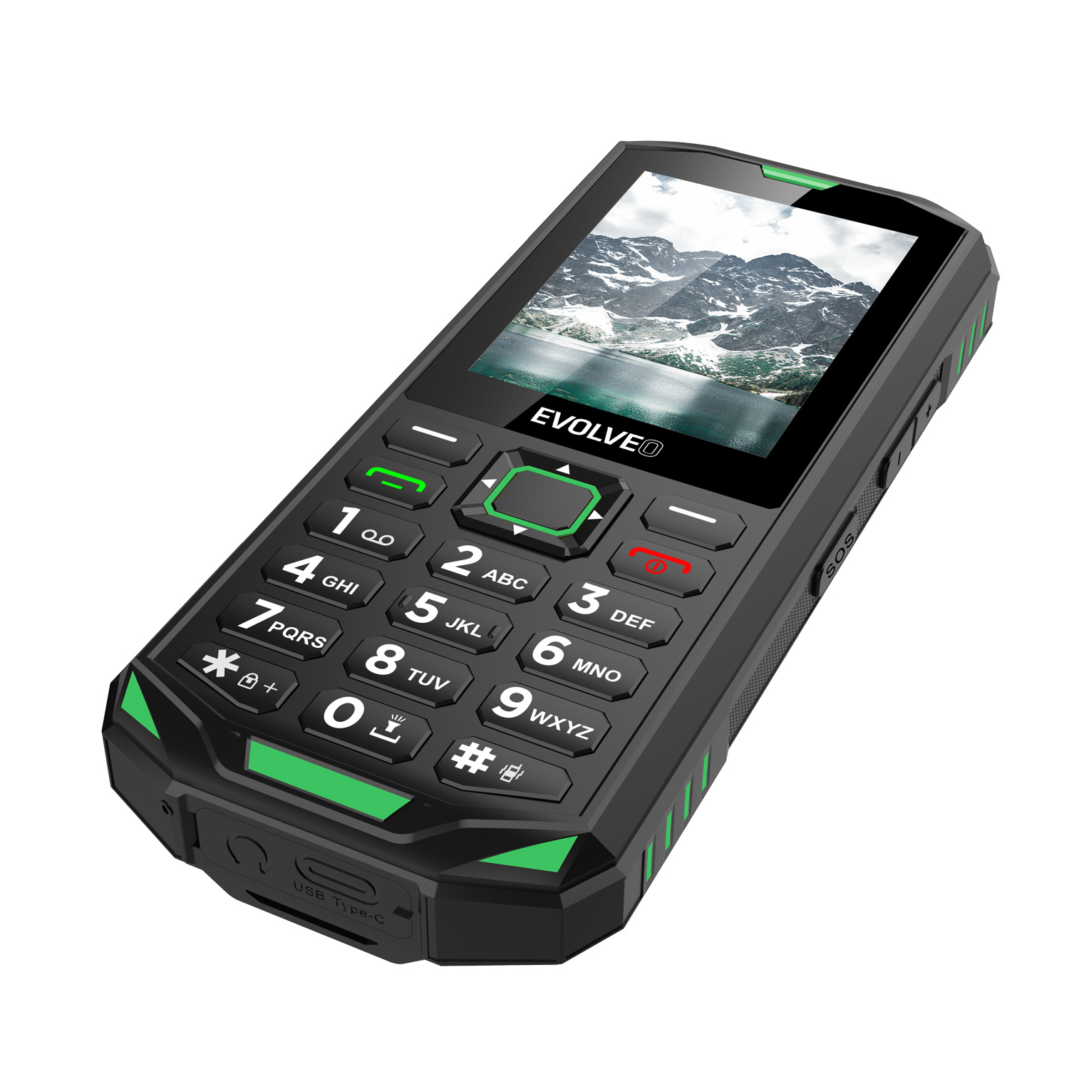 EVOLVEO StrongPhone X5, IP68 odolný Dual SIM telefón, 2, 4" LCD, 2500mAh, čierno-zelený 