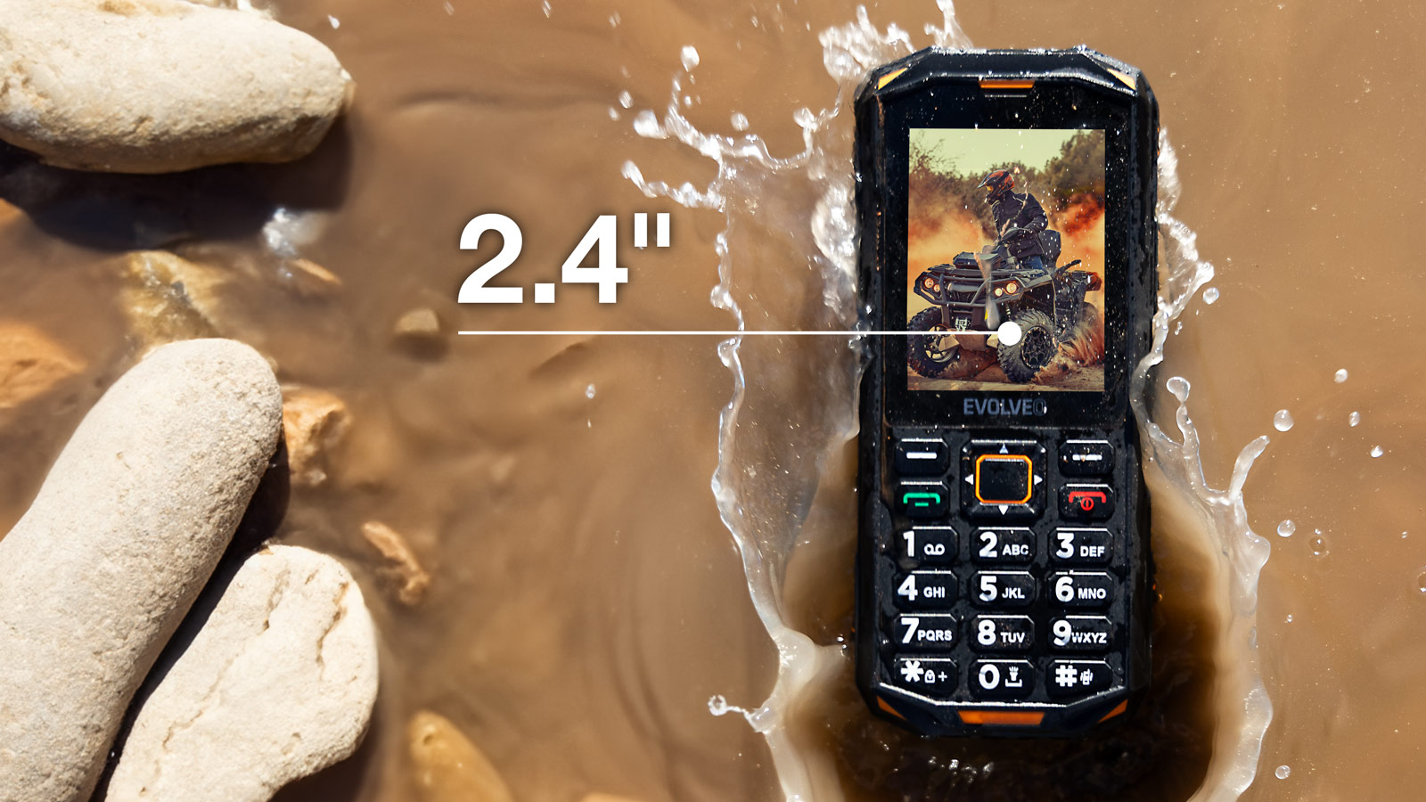 EVOLVEO StrongPhone X5, IP68 odolný Dual SIM telefón, 2, 4" LCD, 2500mAh, čierno-zelený 