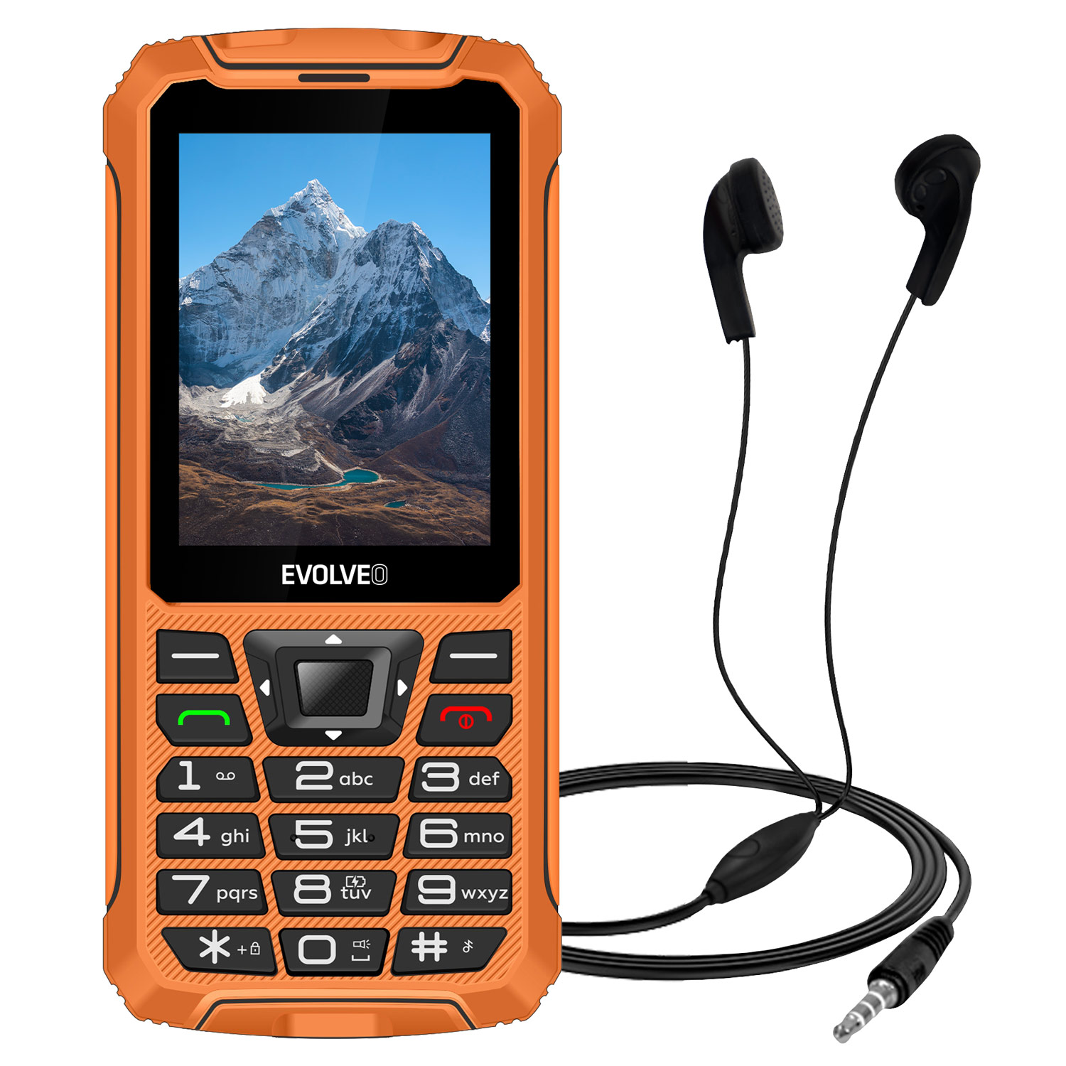 EVOLVEO StrongPhone Z6, IP68 odolný Dual SIM telefón, 2, 8" LCD, 4000mAh, Powerbanka, , oranžový 