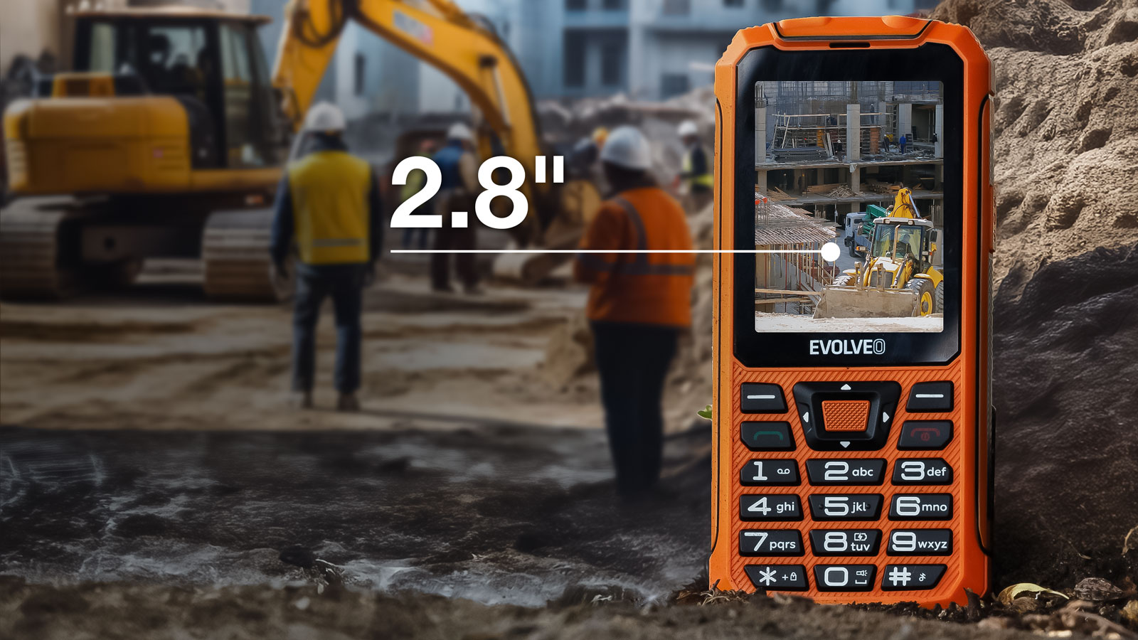 EVOLVEO StrongPhone Z6, IP68 odolný Dual SIM telefón, 2, 8" LCD, 4000mAh, Powerbanka, , oranžový 