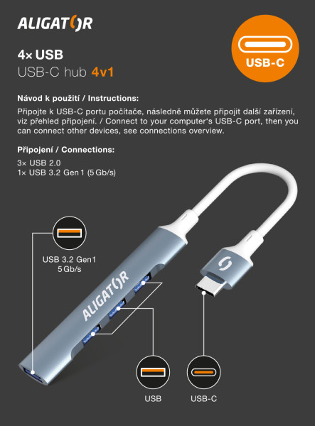 Aligator Hub USB-C / 4x USB 