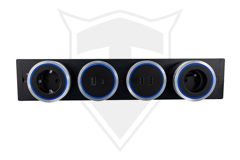 Zásuvkový modul Viking A60B, čierna/ výstupy - 1xUSB-A, 1xUSB-C/ výkon až 2500W/ 230V, 16A, 50Hz 