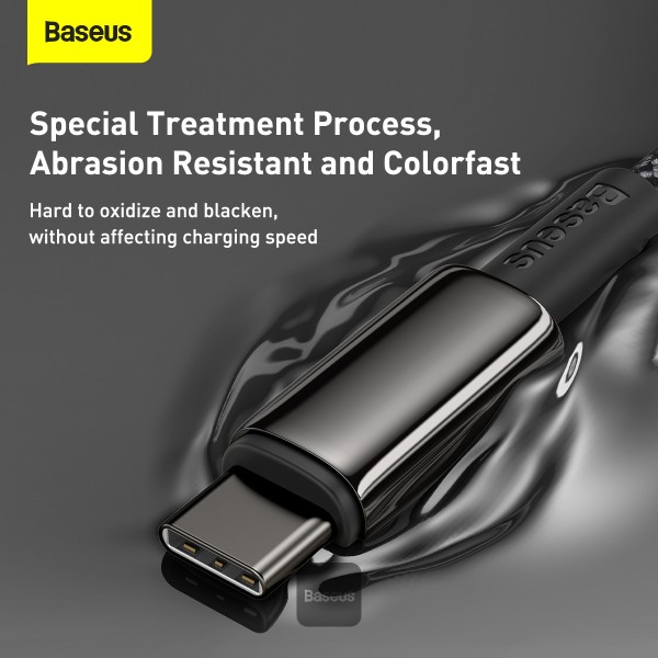 Baseus dátový kábel Tungsten Gold USB-C/ USB-C 2m 100W čierny 