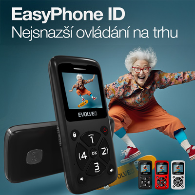 EVOLVEO EasyPhone ID, mobilný telefón pre seniorov, biela 
