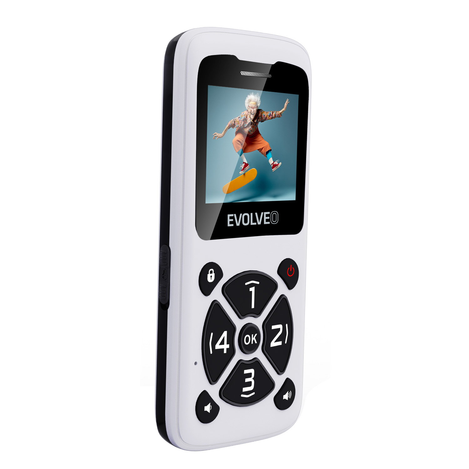 EVOLVEO EasyPhone ID, mobilný telefón pre seniorov, biela 