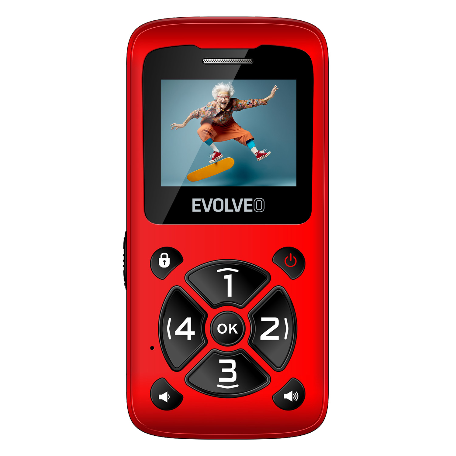 EVOLVEO EasyPhone ID, mobilný telefón pre seniorov, červená 