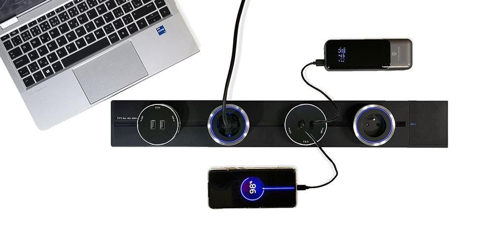 Zásuvkový modul Viking A60S, strieborná/ výstupy - 1xUSB-A, 1xUSB-C/ výkon až 2500W/ 230V, 16A, 50Hz 